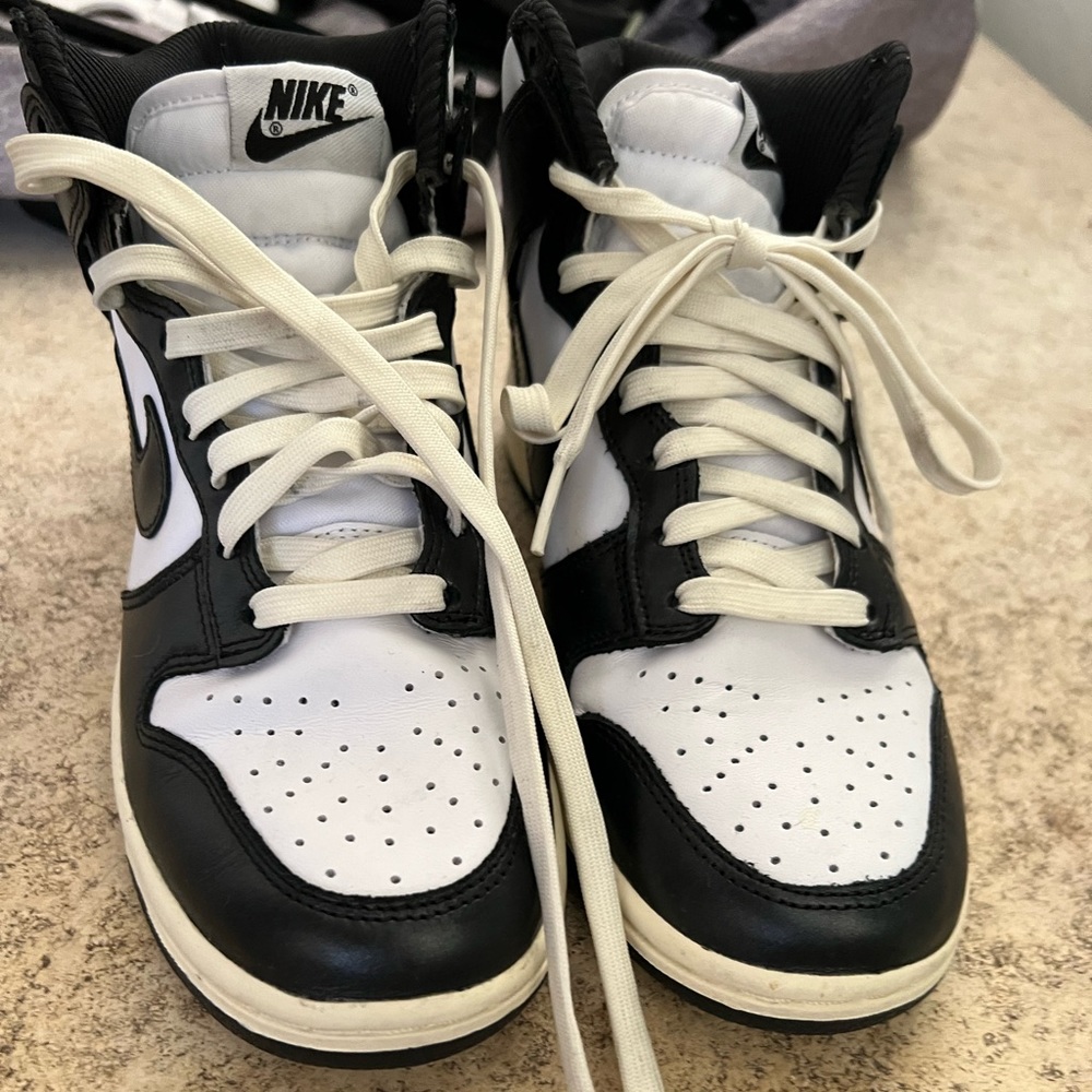 Black and white high top nikes